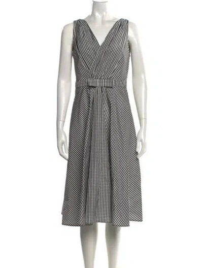 Pre-owned Agnès B. Plaid Print Midi Length Dress In Black