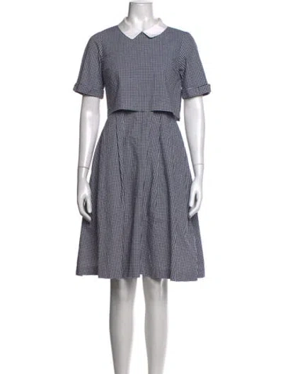Pre-owned Agnès B. Plaid Print Midi Length Dress In White