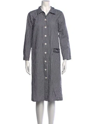 Pre-owned Agnès B. Plaid Print Midi Length Dress In White