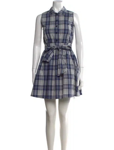 Pre-owned Agnès B. Plaid Print Mini Dress In Blue