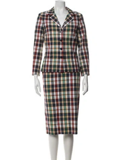 Pre-owned Agnès B. Plaid Print Skirt Set In Green