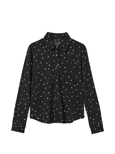 Agnès B. Polka Dot Long-sleeve Shirt In Black