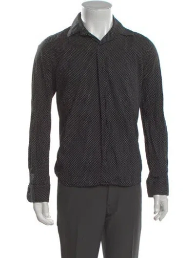 Pre-owned Agnès B. Polka Dot Print Long Sleeve Dress Shirt In Black