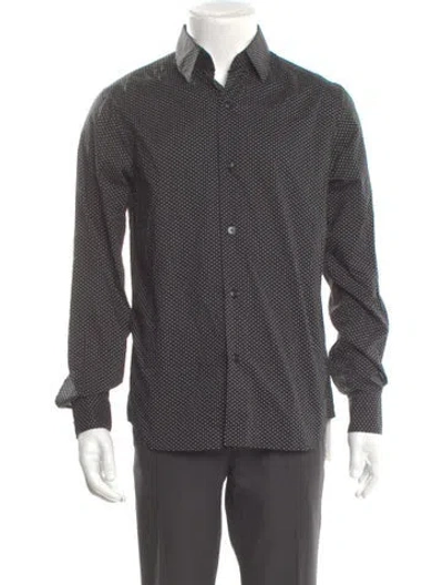 Pre-owned Agnès B. Polka Dot Print Long Sleeve Dress Shirt In Gray
