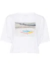 Agnès B. Printed Cropped T-shirt In White