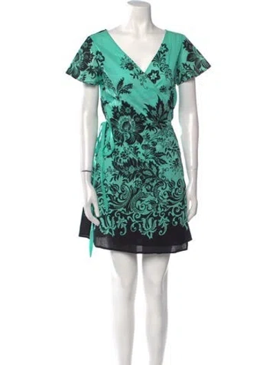 Pre-owned Agnès B. Printed Mini Dress In Green