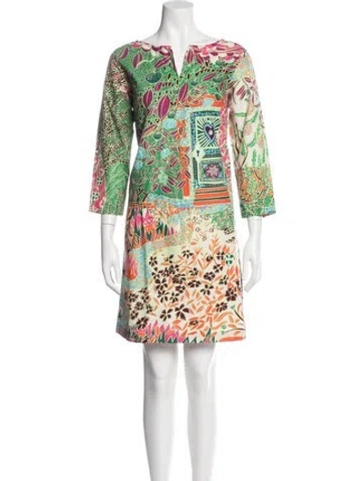 Pre-owned Agnès B. Printed Mini Dress In Green
