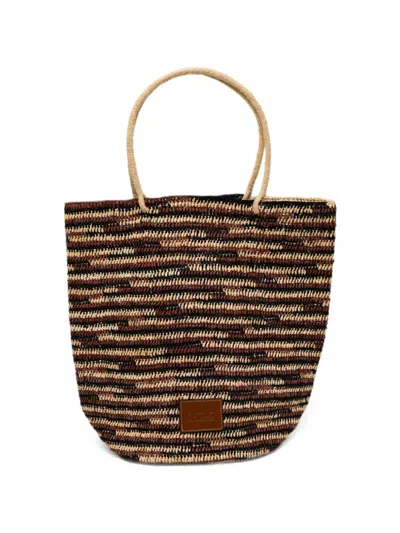 Agnès B. Raffia Tote Bag In Brown