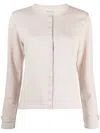 Agnès B. Crew-neck Cotton Jersey Cardigan In Neutrals