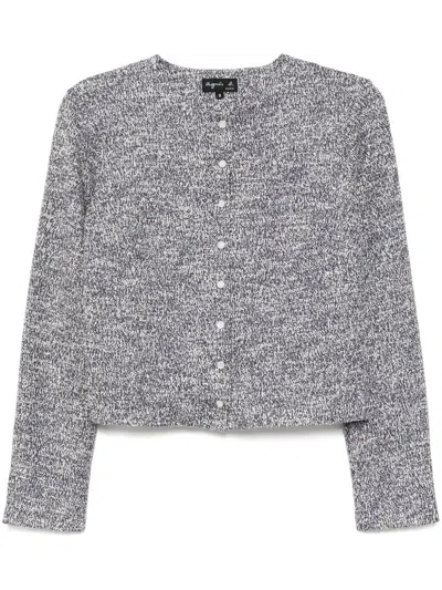Agnès B. Round Neck Cardigan In Blue