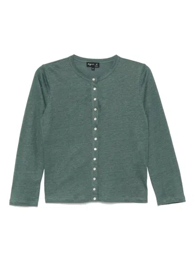 Agnès B. Round Neck Cardigans In Green