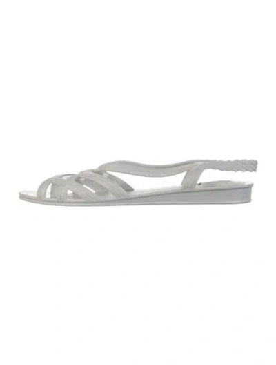Pre-owned Agnès B. Rubber Slingback Flats In Silver