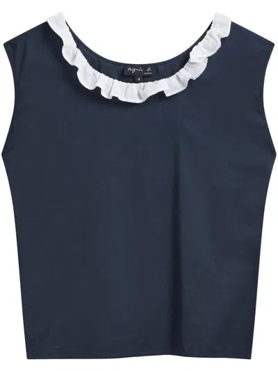 Agnès B. Ruffle-trim Blouse In Blue