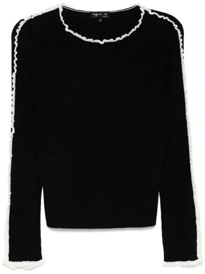 Agnès B. Ruffled Trim Jumper In Black