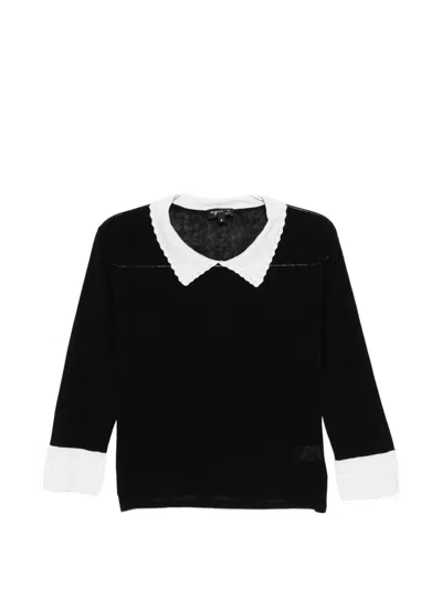 Agnès B. Scalloped Collar Top In Black