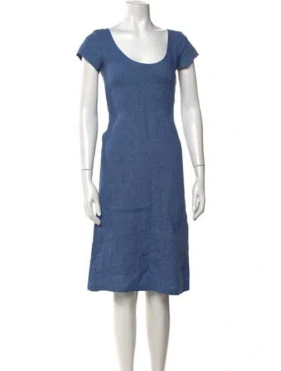 Pre-owned Agnès B. Scoop Neck Knee-length Dress In Blue