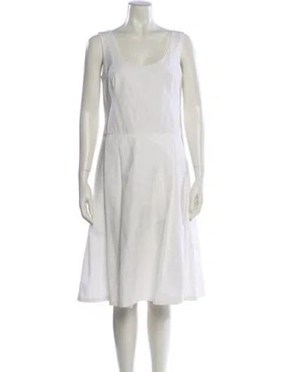 Pre-owned Agnès B. Scoop Neck Knee-length Dress In White