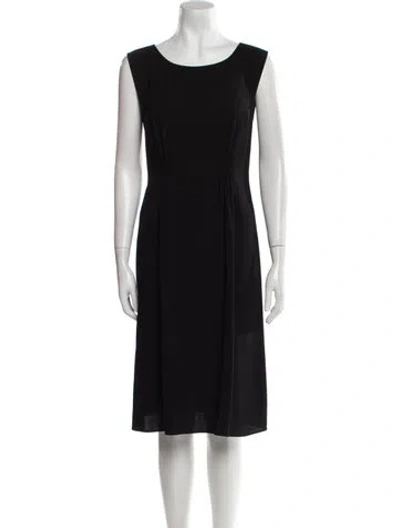 Pre-owned Agnès B. Scoop Neck Midi Length Dress In Black