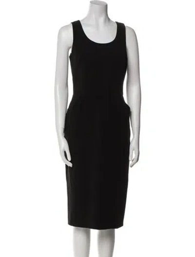 Pre-owned Agnès B. Scoop Neck Midi Length Dress In Black
