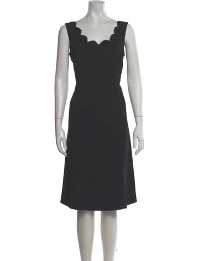 Pre-owned Agnès B. Scoop Neck Midi Length Dress In Black