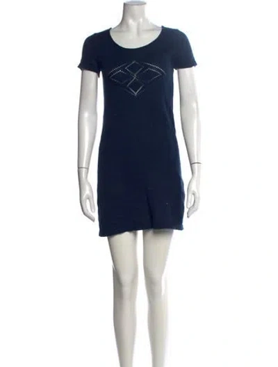 Pre-owned Agnès B. Scoop Neck Mini Dress In Blue