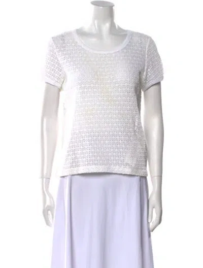Pre-owned Agnès B. Scoop Neck Sweater In White