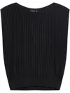 Agnès B. Semi-sheer Ribbed Knit Top In Black
