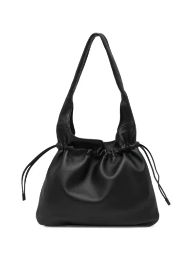 Agnès B. Sheepskin Drawstring Shoulder Tote Bag In Blue