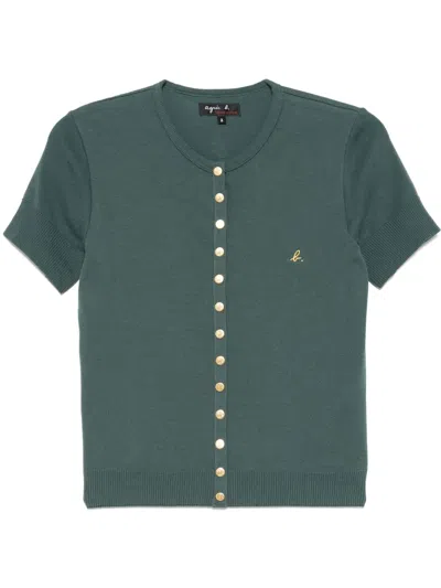 Agnès B. Short-sleeved Snap Top In Green