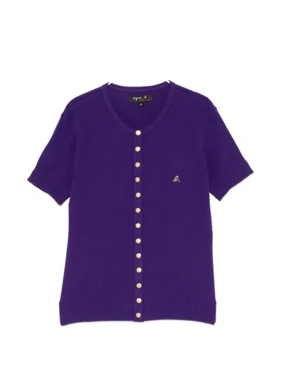 Agnès B. Short-sleevecardigan In Purple