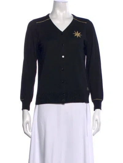 Pre-owned Agnès B. Silk Graphic Print Sweater In Black