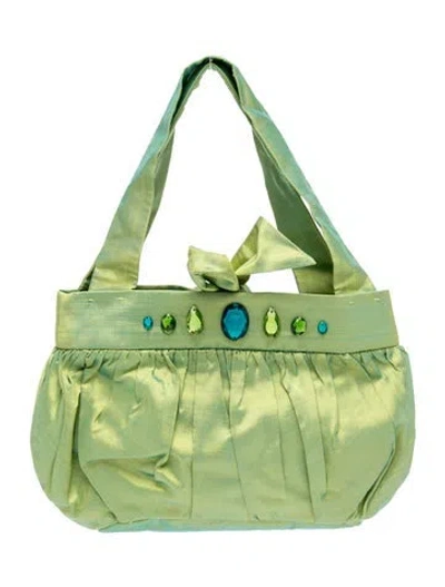 Pre-owned Agnès B. Silk Top Handle Bag In Green