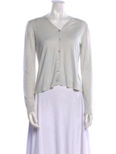 Pre-owned Agnès B. Silk V-neck Sweater In White