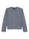 Agnès B. Snap Cotton Cardigan In Blue