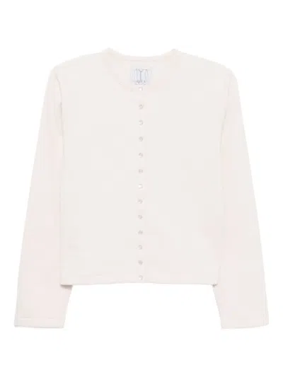 Agnès B. Snap Cotton Cardigan In Neutral