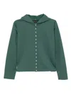 Agnès B. Snap Cotton Hoodie In Green