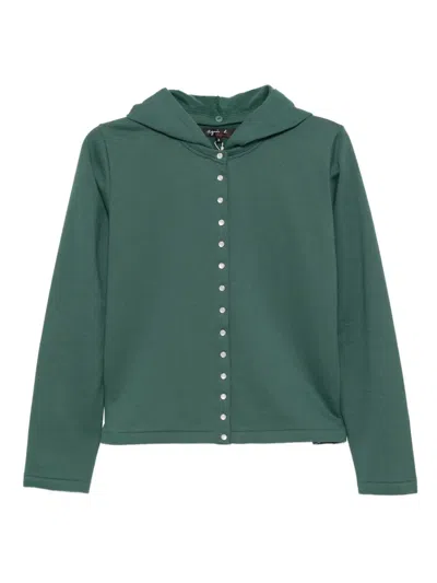 Agnès B. Snap Cotton Hoodie In Green
