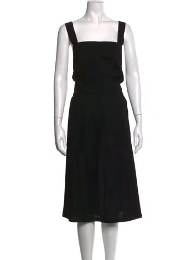 Pre-owned Agnès B. Square Neckline Midi Length Dress In Black