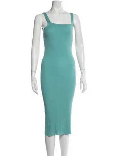 Pre-owned Agnès B. Square Neckline Midi Length Dress In Blue