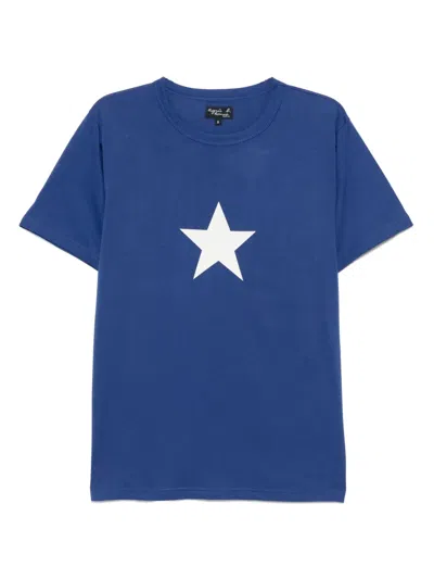 Agnès B. Star Printed T-shirt In Blue