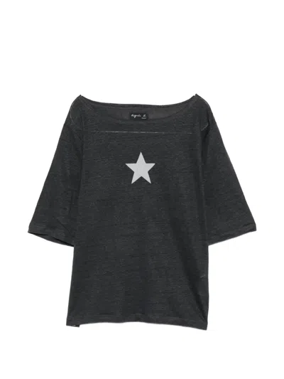 Agnès B. Star-print T-shirt In Black