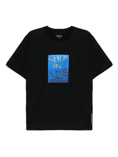Agnès B. "still In Love" Screen-print T-shirt In Black