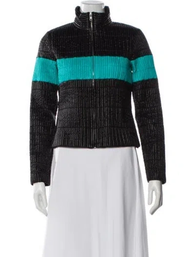 Pre-owned Agnès B. Striped Biker Jacket In Black