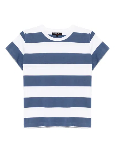 Agnès B. Striped Border T-shirt In Blue