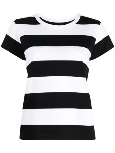 Agnès B. Striped Cotton T-shirt In Black