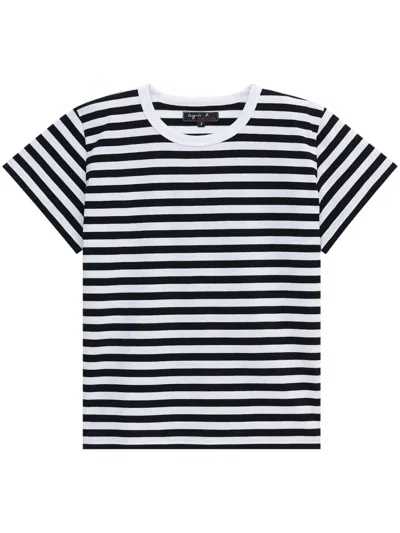 Agnès B. Striped Cotton T-shirt In Black
