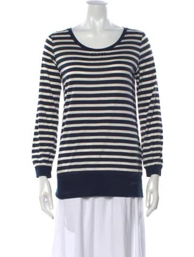 Pre-owned Agnès B. Striped Crew Neck Sweater In Blue