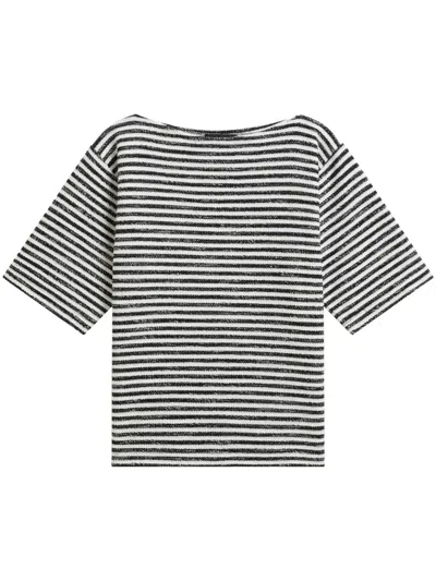 Agnès B. Striped Knitted Top In Black