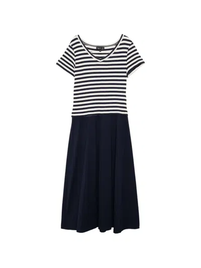 Agnès B. Striped Midi Dress In Blue