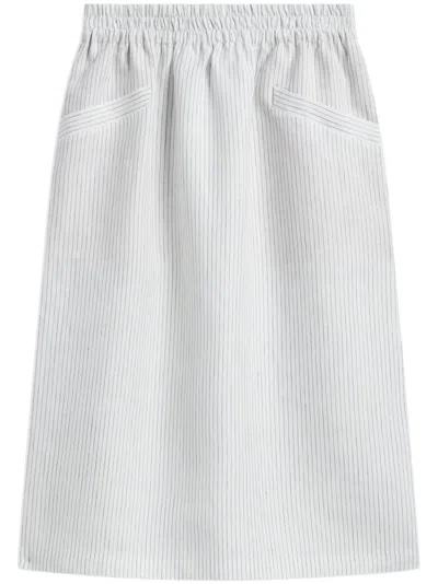 Agnès B. Striped Midi Skirt In White